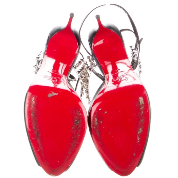Christian Louboutin 42 peep toe pumps heels spikes RED BOTTOMS! Size 10 10.5 11 - Picture 5 of 5